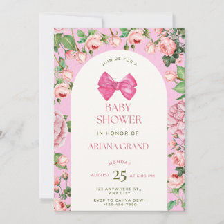 Invitación de Baby Shower Floral Rosa – Plantilla