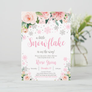 Invitación de Baby Shower Floral Snowflake
