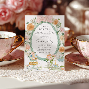 Invitación de Baby Shower Floral Tea Party