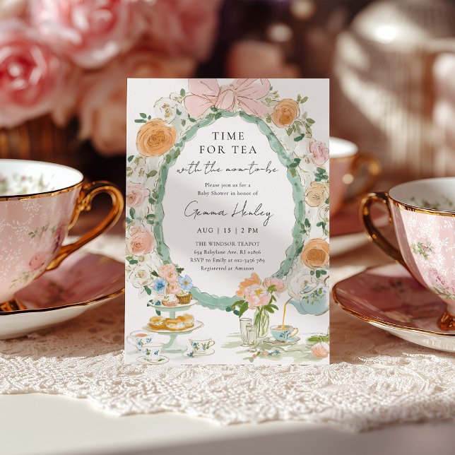 Invitación de Baby Shower Floral Tea Party (Subido por el creador)