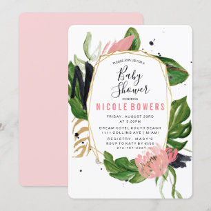 Invitación de Baby Shower Floral Tropical