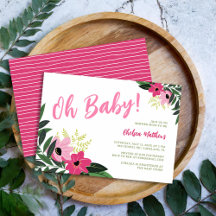 Invitación de Baby Shower Floral Tropical