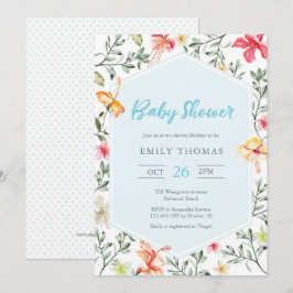 Invitación de Baby Shower floral tropical hawaiana