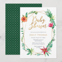 Invitación de Baby Shower floral tropical - neutra