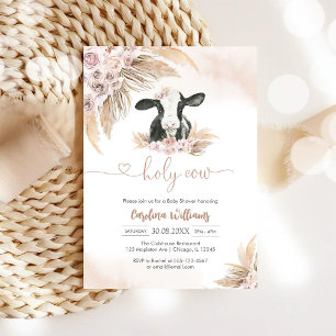 Invitación de baby shower floral Vaca Sagrada