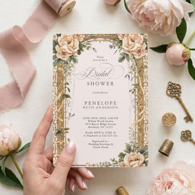 invitación de baby shower floral victoriana (Subido por el creador)