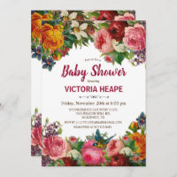 Invitación de Baby Shower floral victoriana vintag