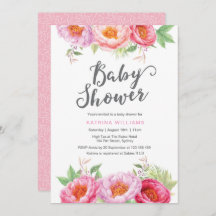invitación de Baby Shower | Flores acuáticas de Pe
