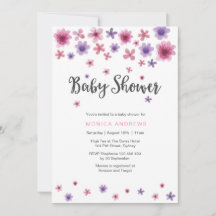 invitación de Baby Shower | Flores acuáticas rosas