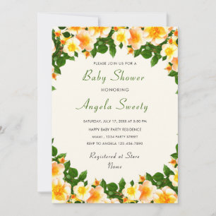 Invitación de Baby Shower Flores Enmarcadas