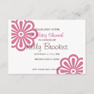 Invitación de Baby Shower  Flores I pnk