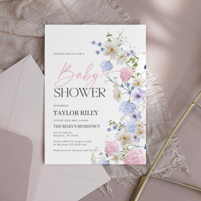 Invitación de Baby Shower | Flores Pastel (Subido por el creador)