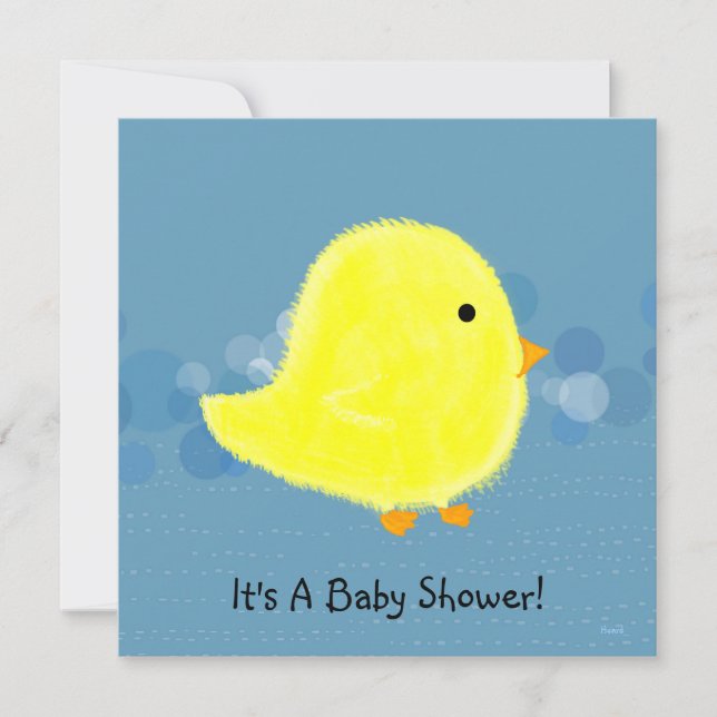 Invitación De Baby Shower Fluffy Chick CustomizabI (Anverso)