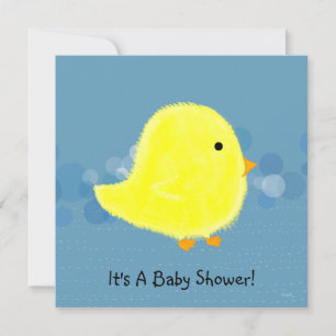 Invitación De Baby Shower Fluffy Chick CustomizabI