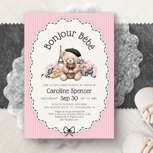Invitación de Baby Shower Francés Bonjour Bebe Par