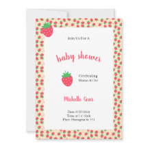 Invitación de Baby Shower Fresa Dulce