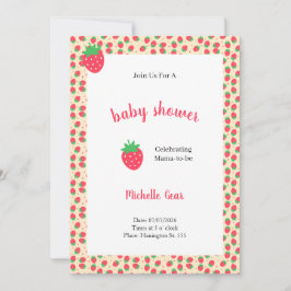 Invitación de Baby Shower Fresa Dulce
