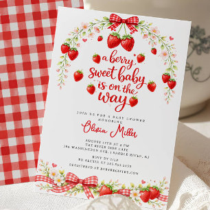 Invitación de Baby Shower Fresa Dulce
