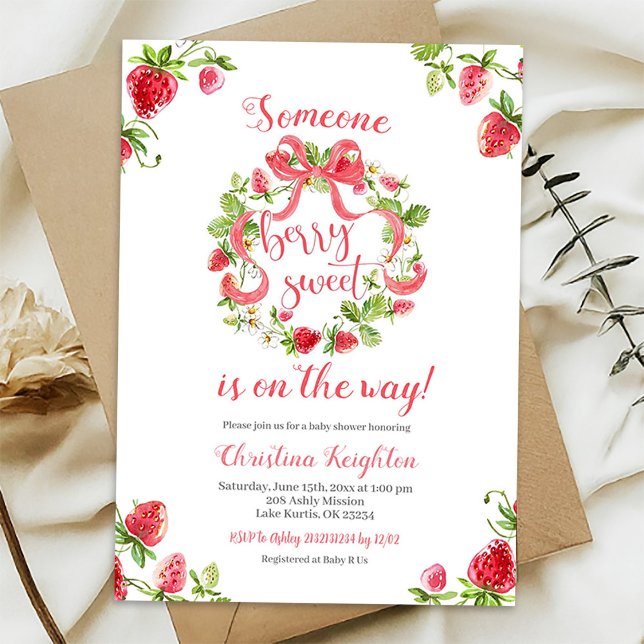 Invitación de Baby Shower Fresa Dulce (Subido por el creador)