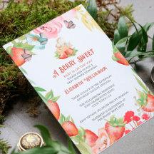 Invitación de Baby Shower Fresa Dulce Bebé