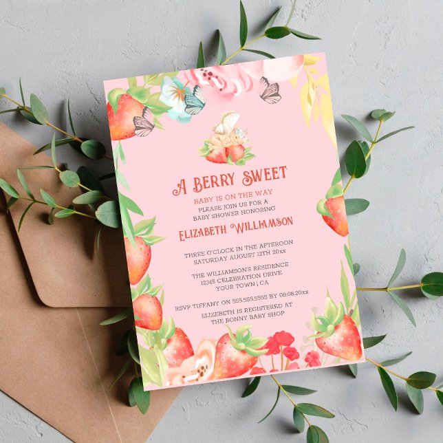 Invitación de Baby Shower Fresa Dulce Bebé (Subido por el creador)