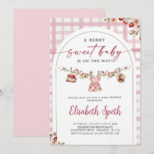 Invitación de Baby Shower Fresa Dulce de Frutas