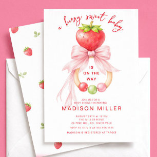 Invitación de Baby Shower Fresa Dulce de Frutas