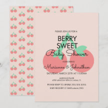 Invitación de Baby Shower Frutas Cerezas Dulces Ro