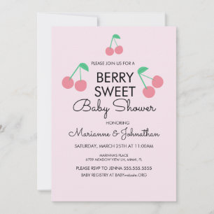 Invitación de Baby Shower Frutas Cerezas Rosadas R