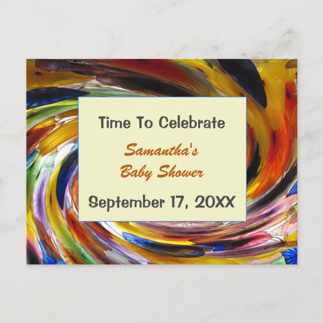 Invitación de Baby Shower Género Neutral colorido (Anverso)