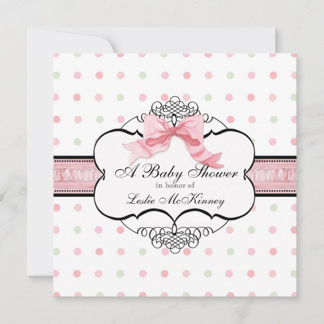 Invitación de Baby Shower - Giro de puntos francés (Anverso)