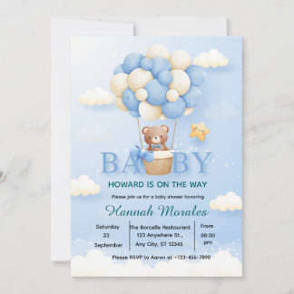 Invitación de Baby Shower Globo Aerostático de Osi