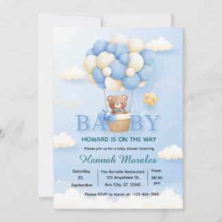 Invitación de Baby Shower Globo Aerostático de Osi