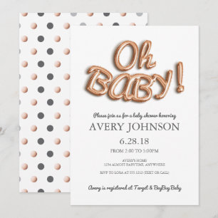 Invitación de Baby Shower Globo de Papel de Estaño