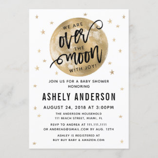 Invitación de Baby Shower Gold Over the Moon