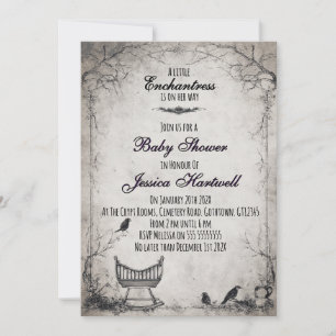 Invitación de baby shower gótica alternativa para 