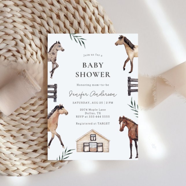 Invitación de baby shower granja de caballos rústi (Subido por el creador)