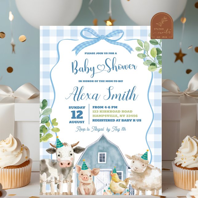 Invitación de Baby Shower Granja Niño Azul (Subido por el creador)