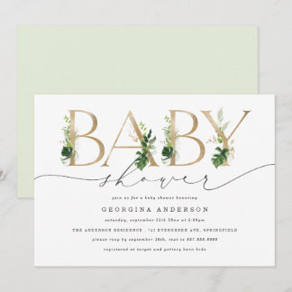 Invitación de Baby Shower Greenery