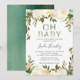 Invitación de Baby Shower Greenery Oh Baby