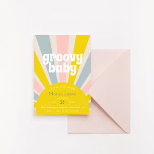 Invitación de Baby Shower Groovy Baby Hippie Retro