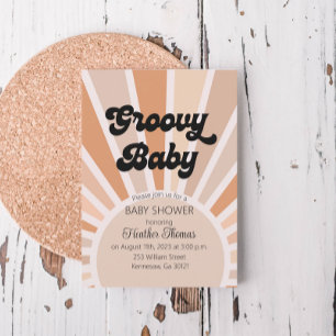 Invitación de Baby Shower Groovy Baby Retro Sunshi
