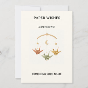 Invitación de Baby Shower Grulla de Origami Deseos