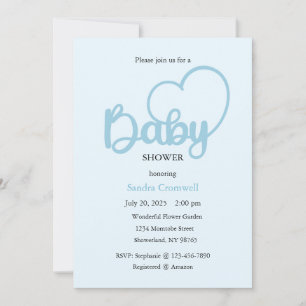 Invitación de Baby Shower, guión de corazón bebé