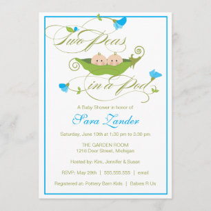 Invitación de Baby Shower - guisante gemelo de los