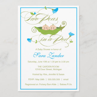 Invitación de Baby Shower - guisante gemelo de los