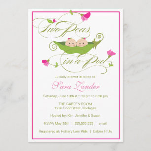 Invitación de Baby Shower - guisante gemelo de los