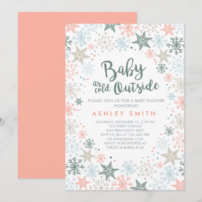 Invitación de Baby Shower Hace frío afuera de los  (Anverso / Reverso)