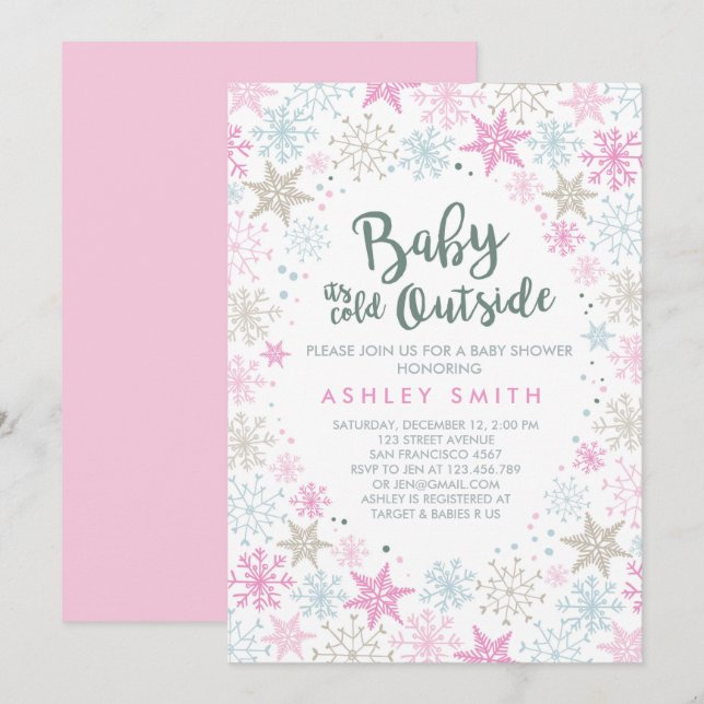 Invitación de Baby Shower Hace frío fuera del Chic (Anverso / Reverso)