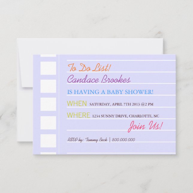 Invitación de Baby Shower| Hacer|blu (Anverso)